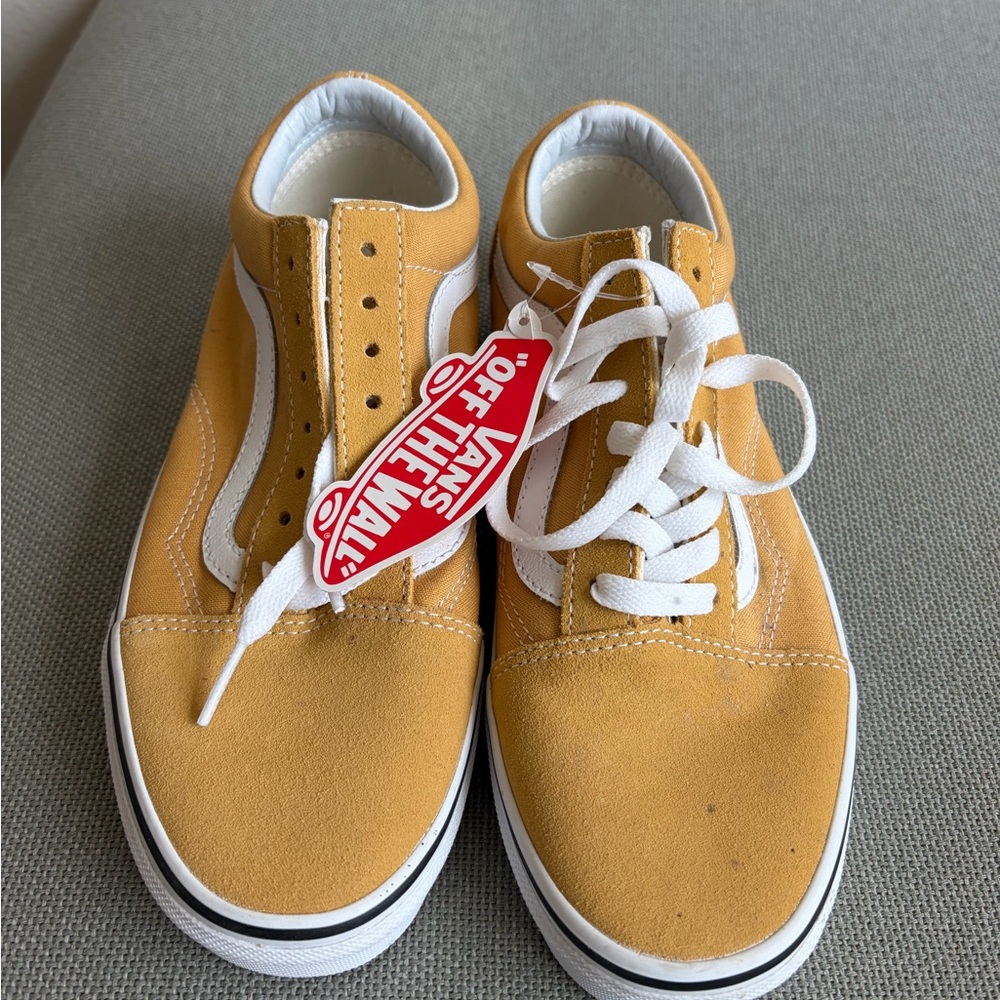 Vans Old Skool Yellow Suede Sneakers with White Stripe